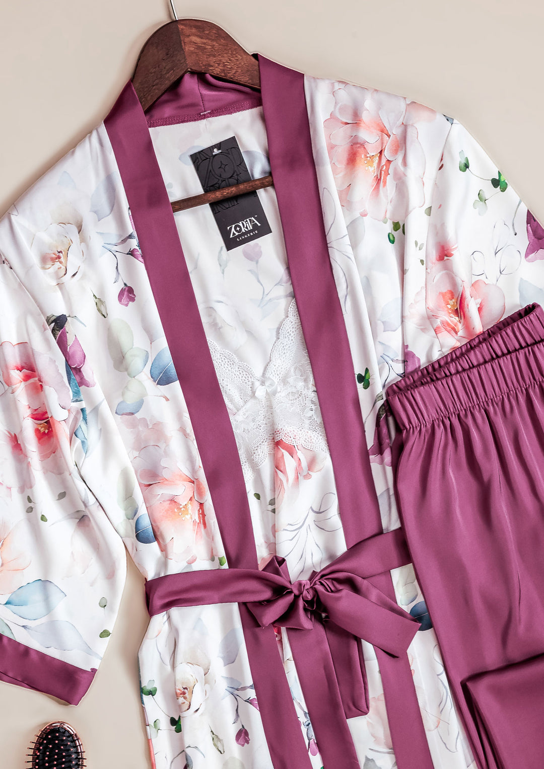 طقم بيجاما ساتان 4 قطع