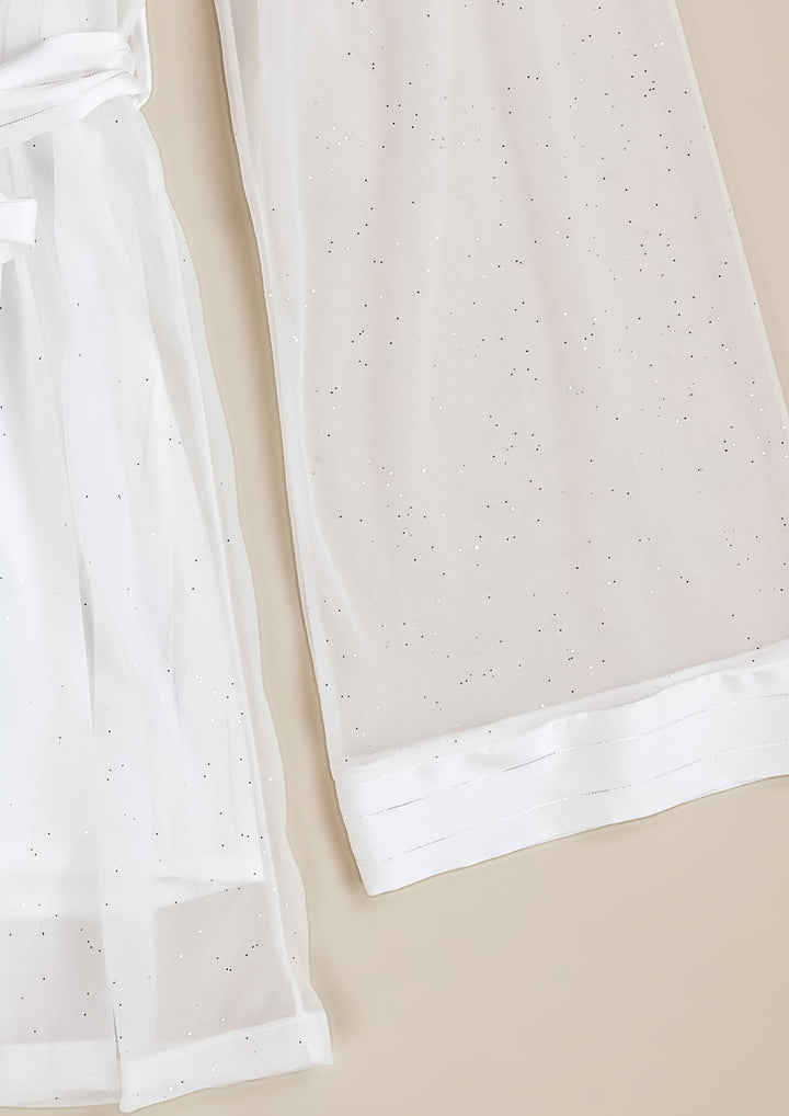 طقم بيجاما ساتان بحواف دانتيل