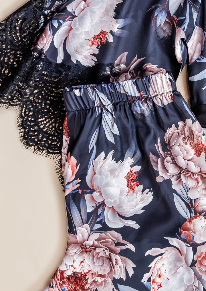 طقم بيجاما ساتان 3 قطع