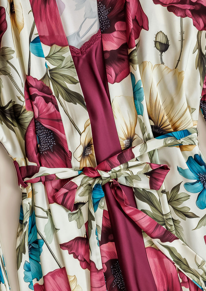 طقم بيجاما ساتان 3 قطع