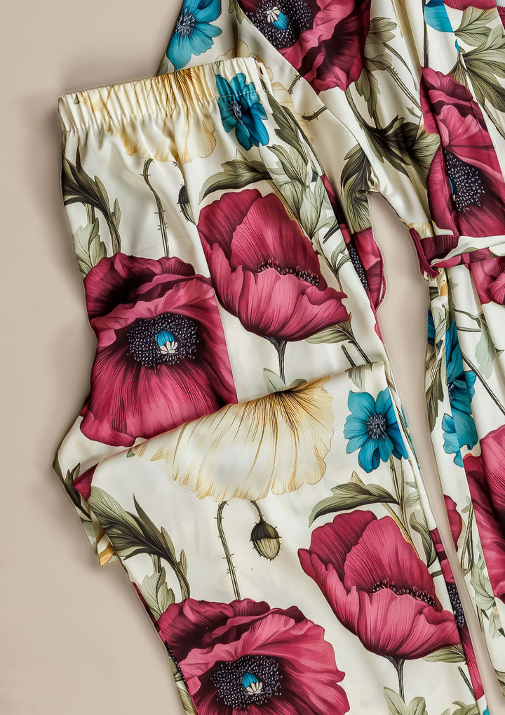 طقم بيجاما ساتان 3 قطع