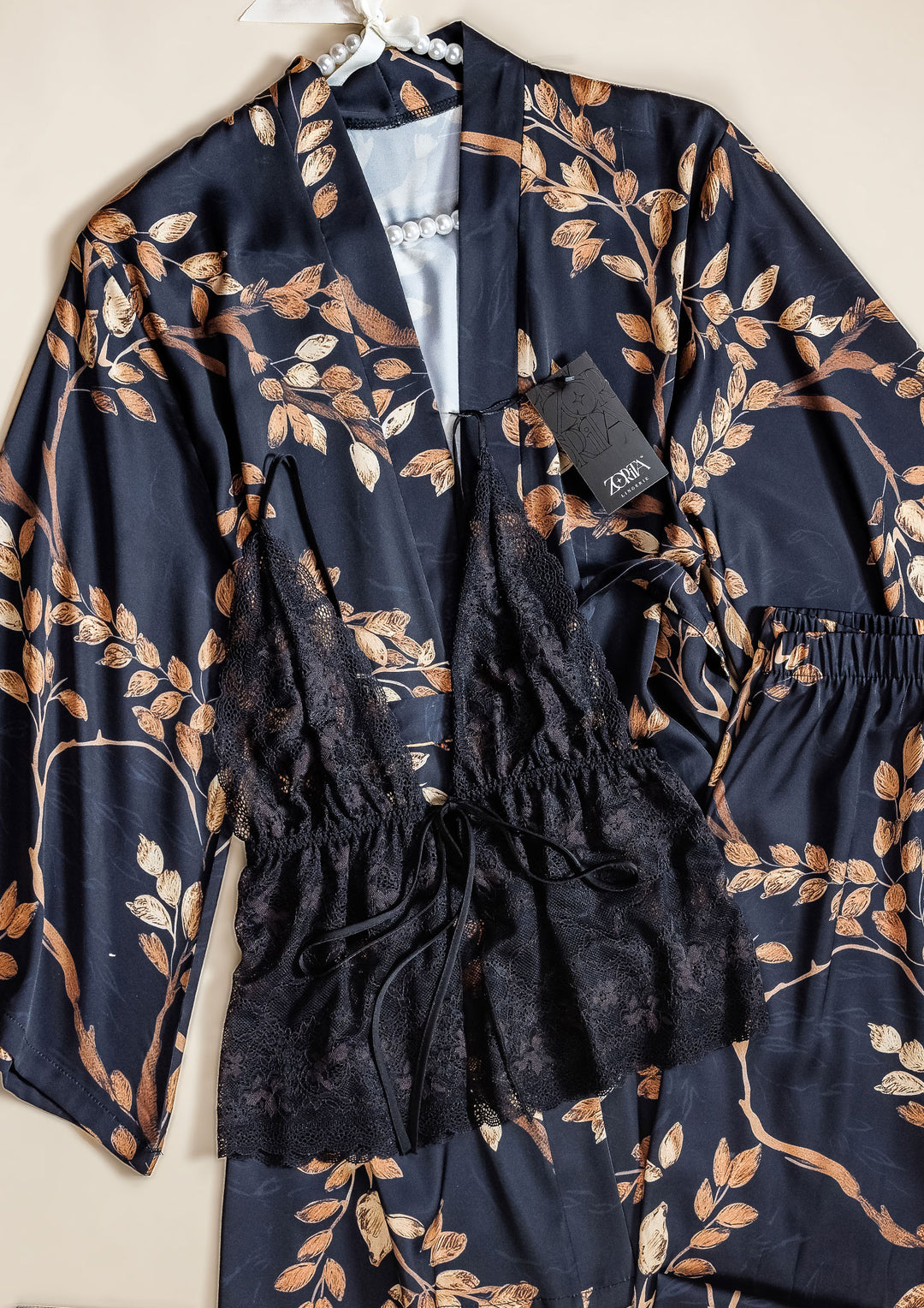 طقم بيجاما ساتان 3 قطع