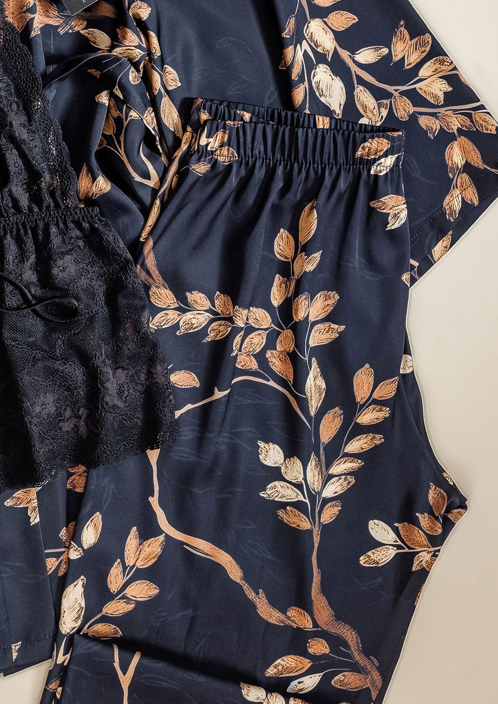 طقم بيجاما ساتان 3 قطع