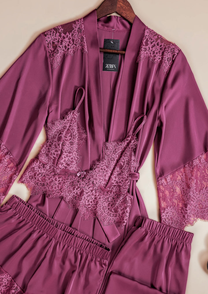 بيجامة ساتان ٤ قطع ٣٥٠٠-٢٥