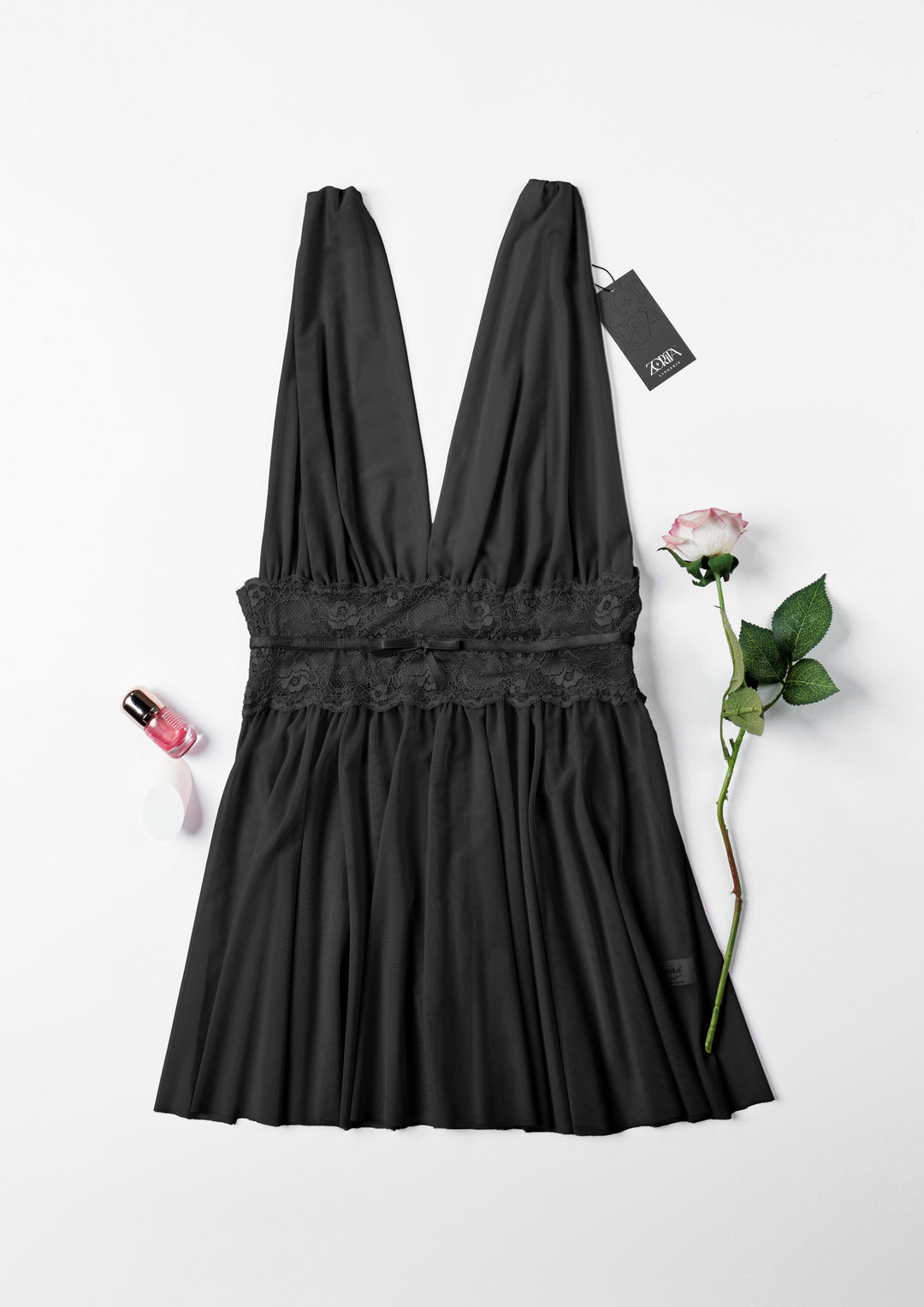 Lace Trim Babydoll with Panty