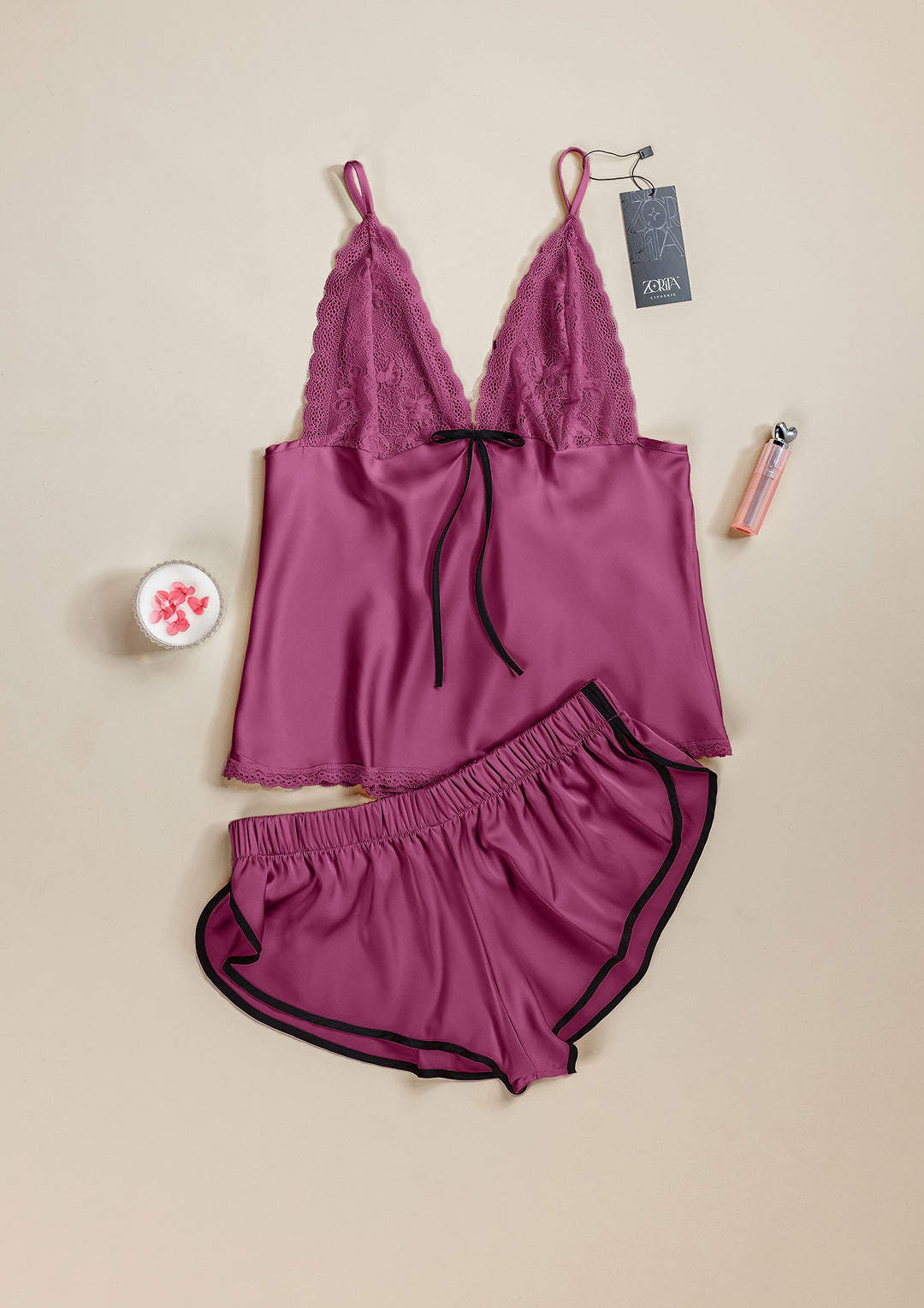 طقم شورت ساتان