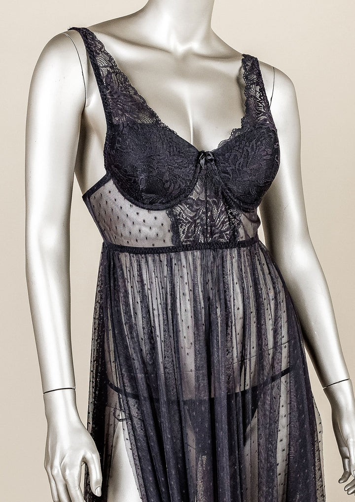 فستان شبكي بحواف دانتيل