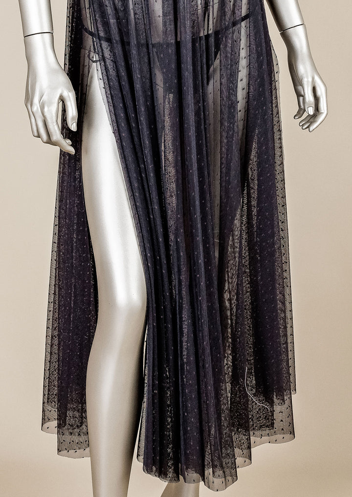 فستان شبكي بحواف دانتيل