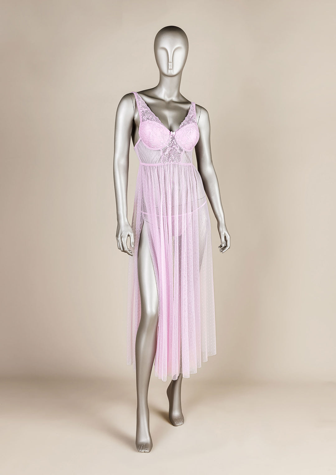 فستان شبكي بحواف دانتيل