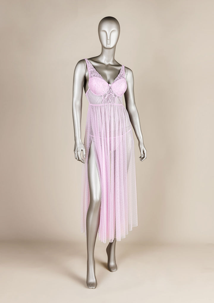 فستان شبكي بحواف دانتيل