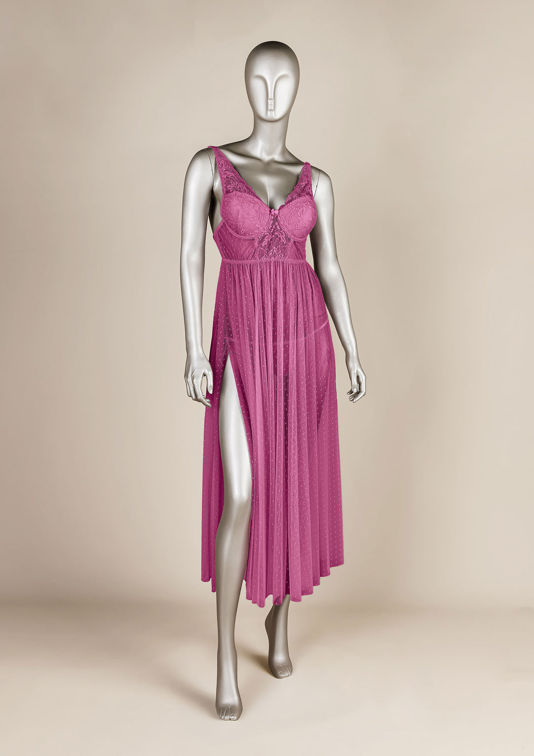 فستان شبكي بحواف دانتيل