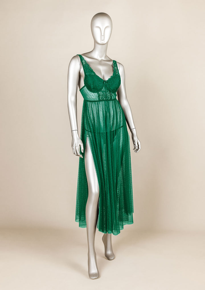 فستان شبكي بحواف دانتيل