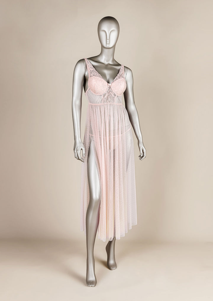 فستان شبكي بحواف دانتيل