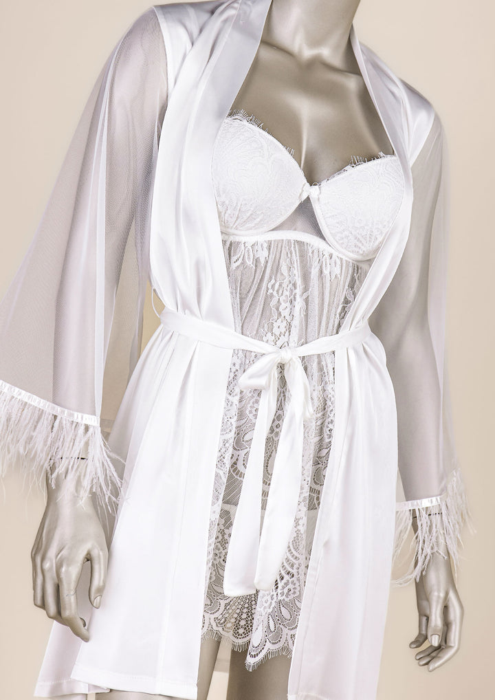 Feathered Lace Bridal Lingerie Set