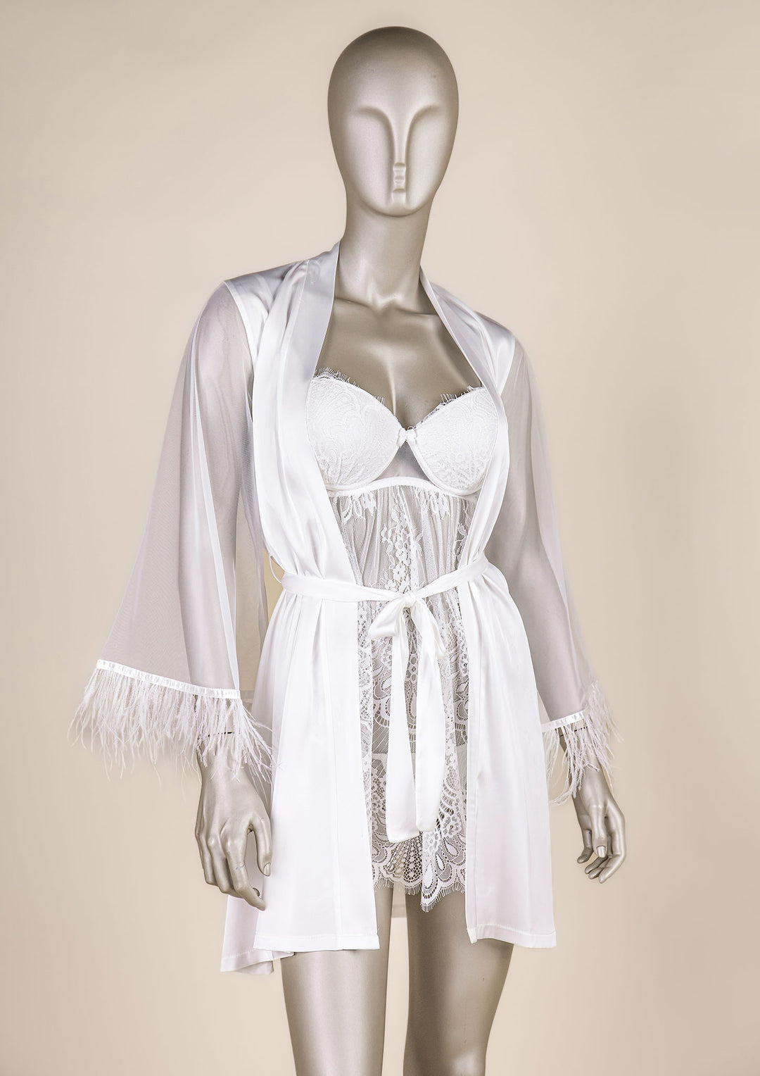 Feathered Lace Bridal Lingerie Set