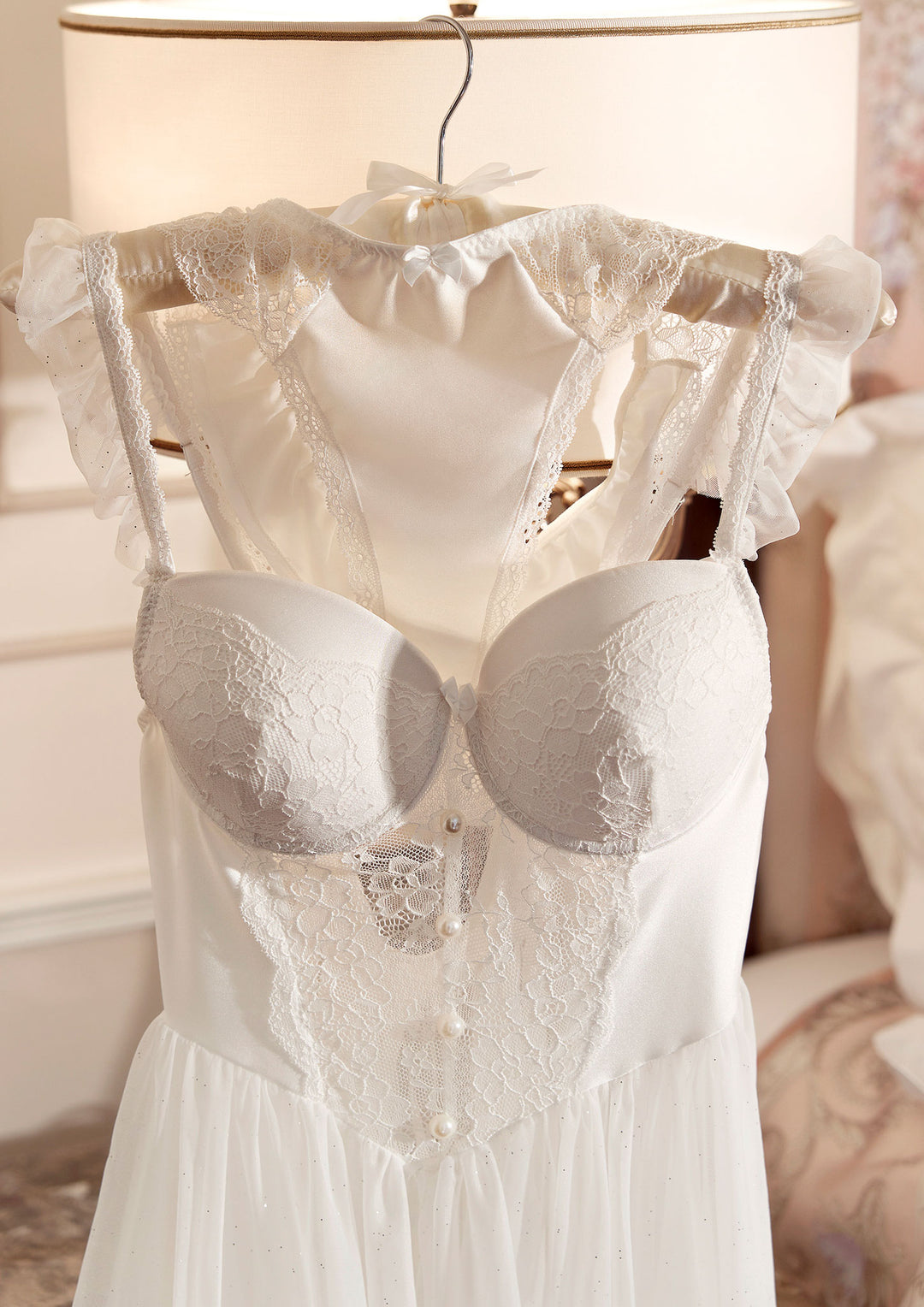 Lace Trim Bridal Babydoll