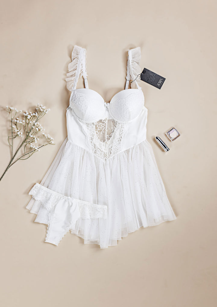Lace Trim Bridal Babydoll
