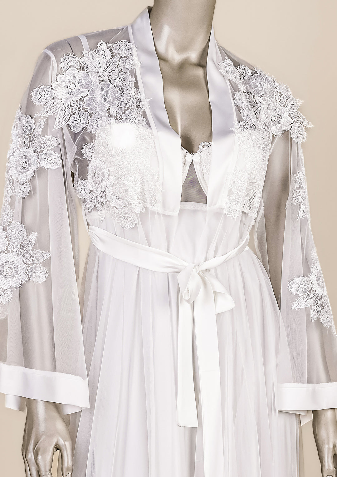 White Satin Lace Bridal Set