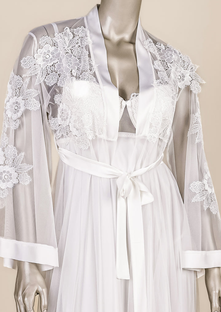 White Satin Lace Bridal Set