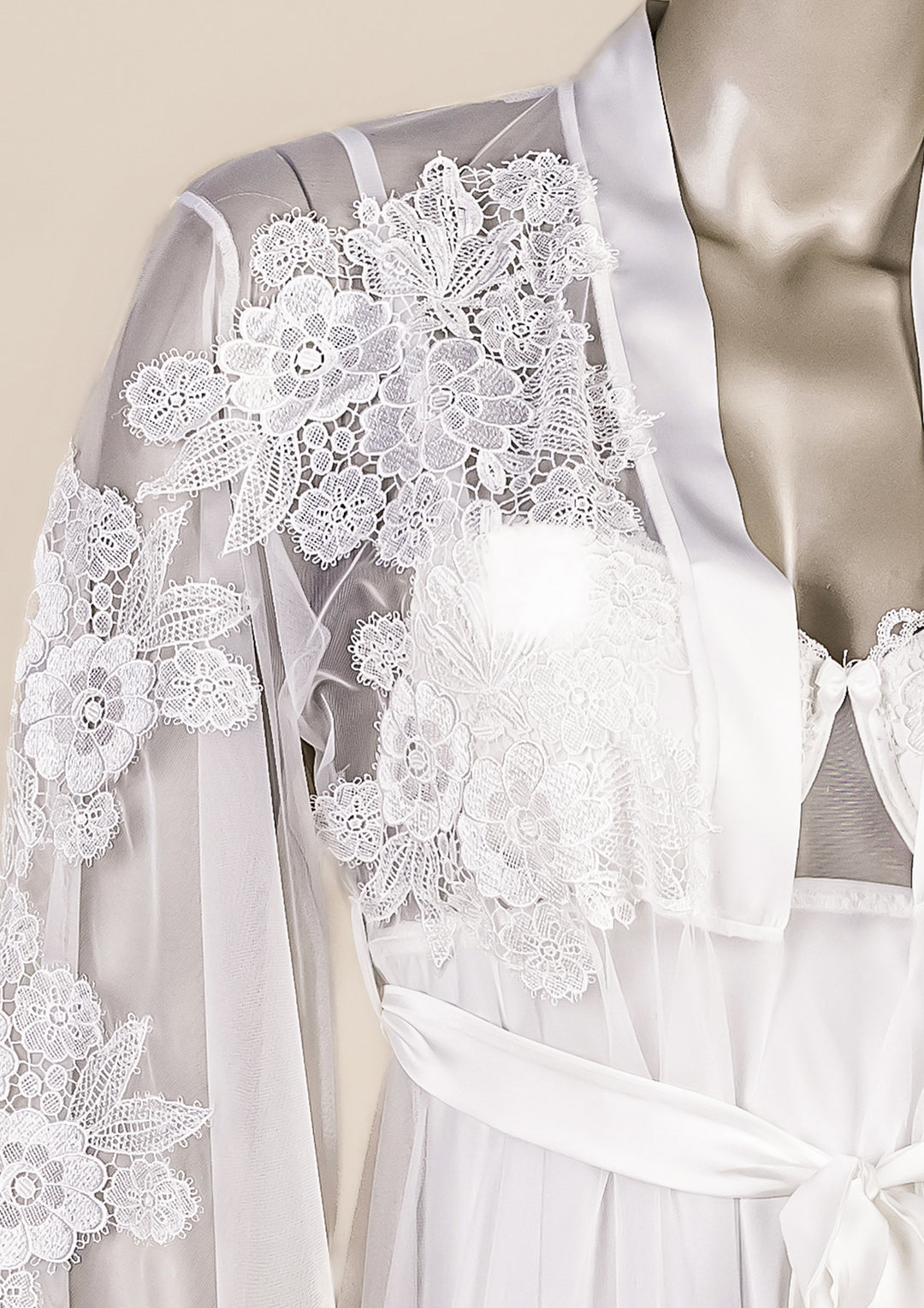 White Satin Lace Bridal Set