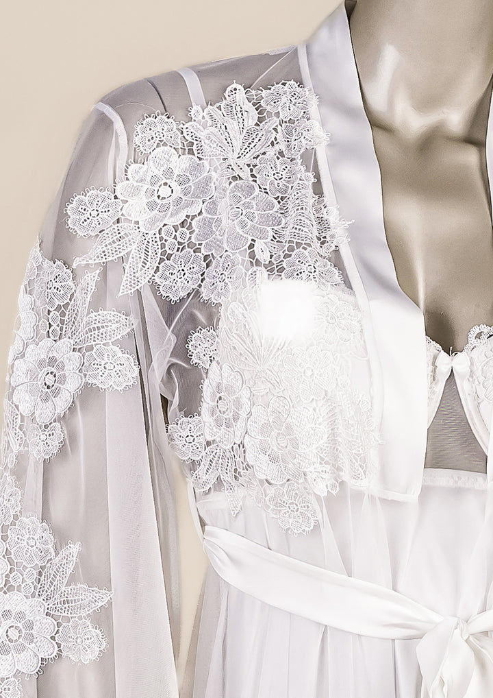 White Satin Lace Bridal Set