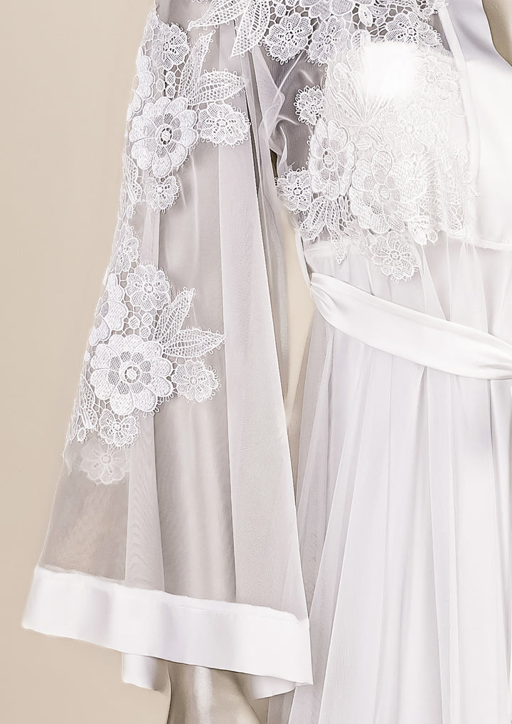 White Satin Lace Bridal Set