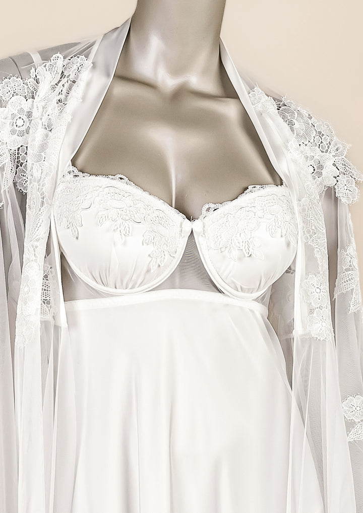 White Satin Lace Bridal Set