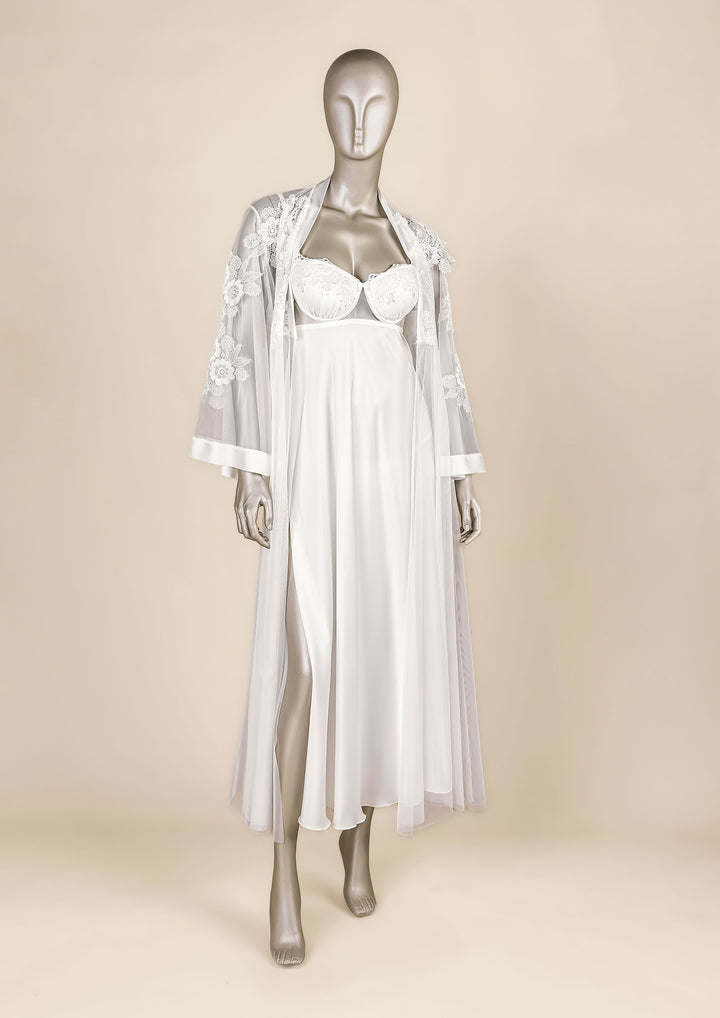 White Satin Lace Bridal Set