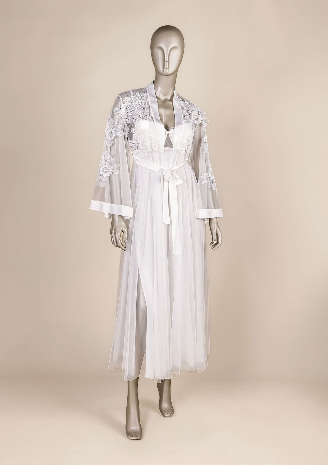 White Satin Lace Bridal Set