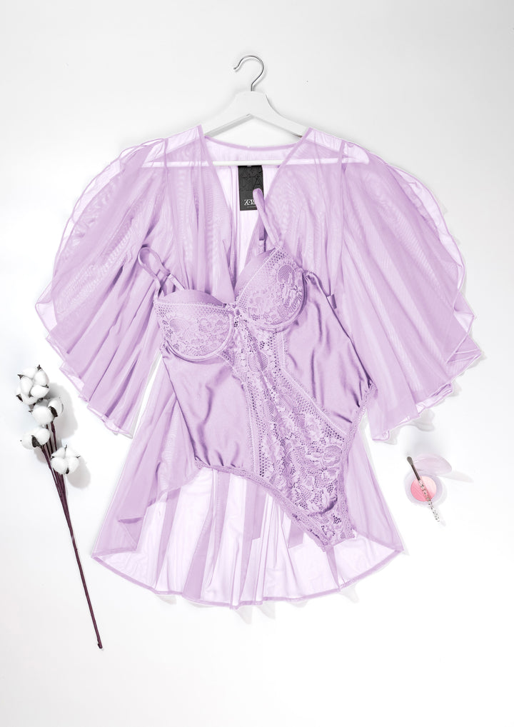 Satin Lace Teddy Robe Set