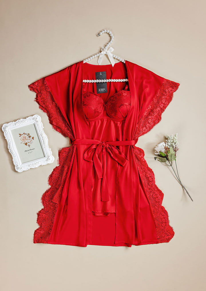 روب ساتان بحواف دانتيل