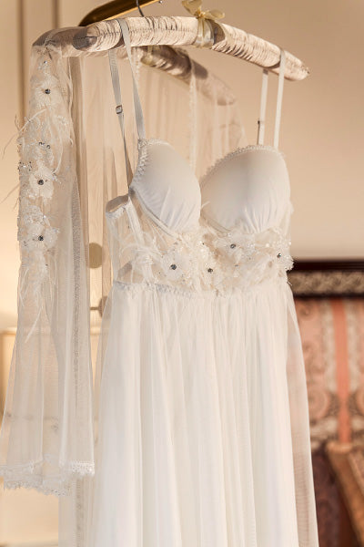White Lingerie Set For Bridals
