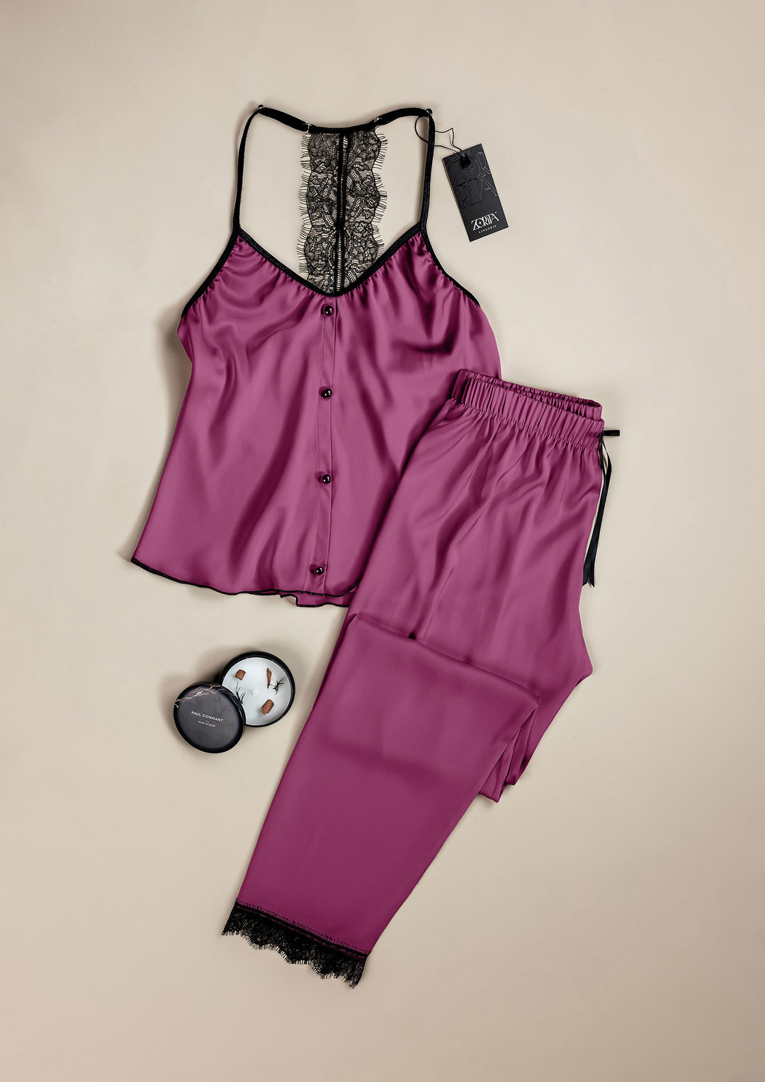 بيجامة ساتان مثيرة قطعتين 3446-25