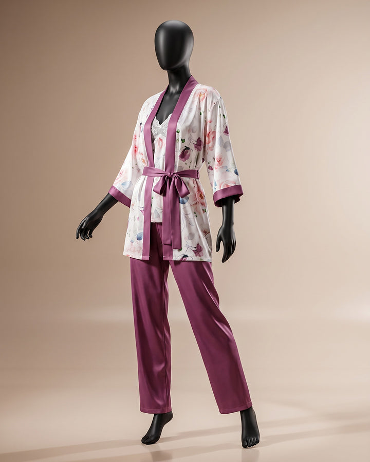 Satin 4-Piece Pajama Set
