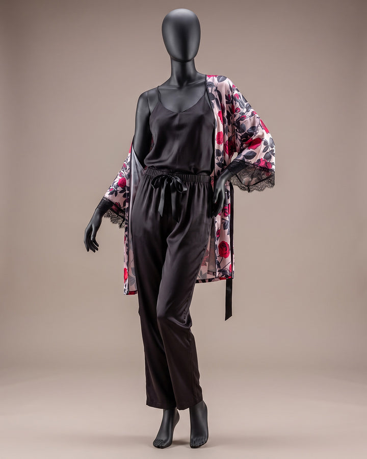 Satin Pajama Set with Robe