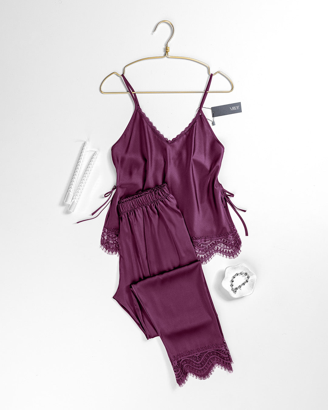 Satin Lace Pajama Set 3479-26