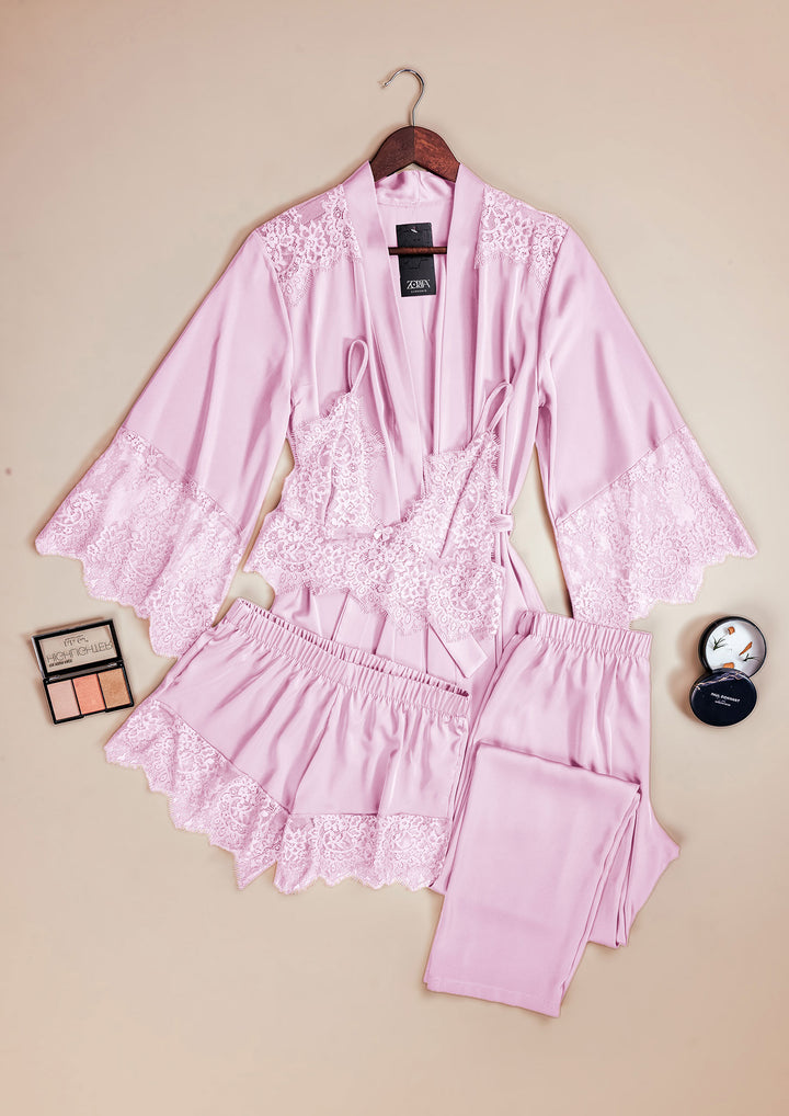 بيجامة ساتان ٤ قطع ٣٥٠٠-٢٥