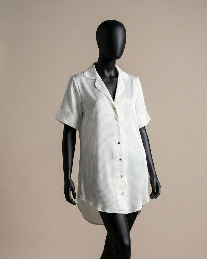 Button-Front Satin Babydoll Shirt 3507-26