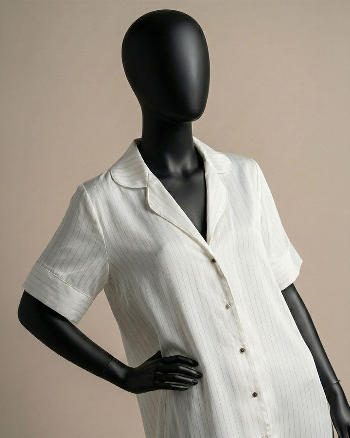 Button-Front Satin Babydoll Shirt 3507-26