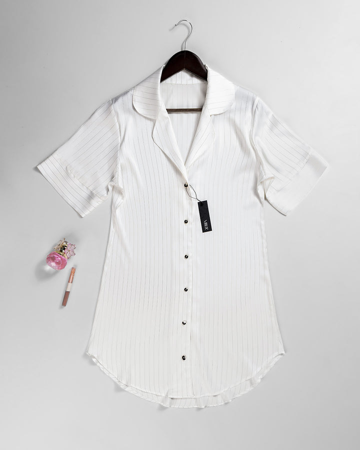 Button-Front Satin Babydoll Shirt 3507-26