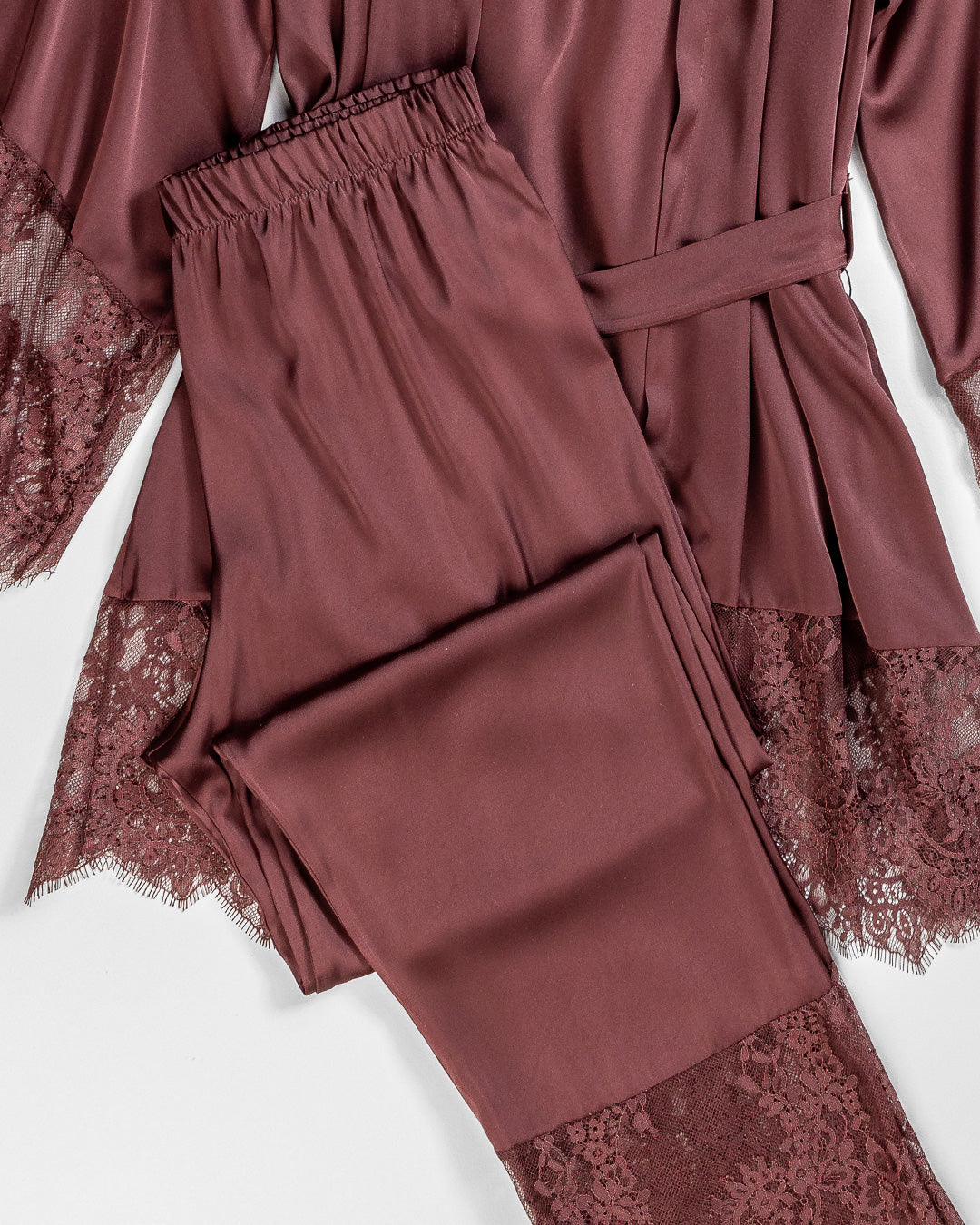 Satin & Lace Pajama Set – 3 Pieces 3518-26
