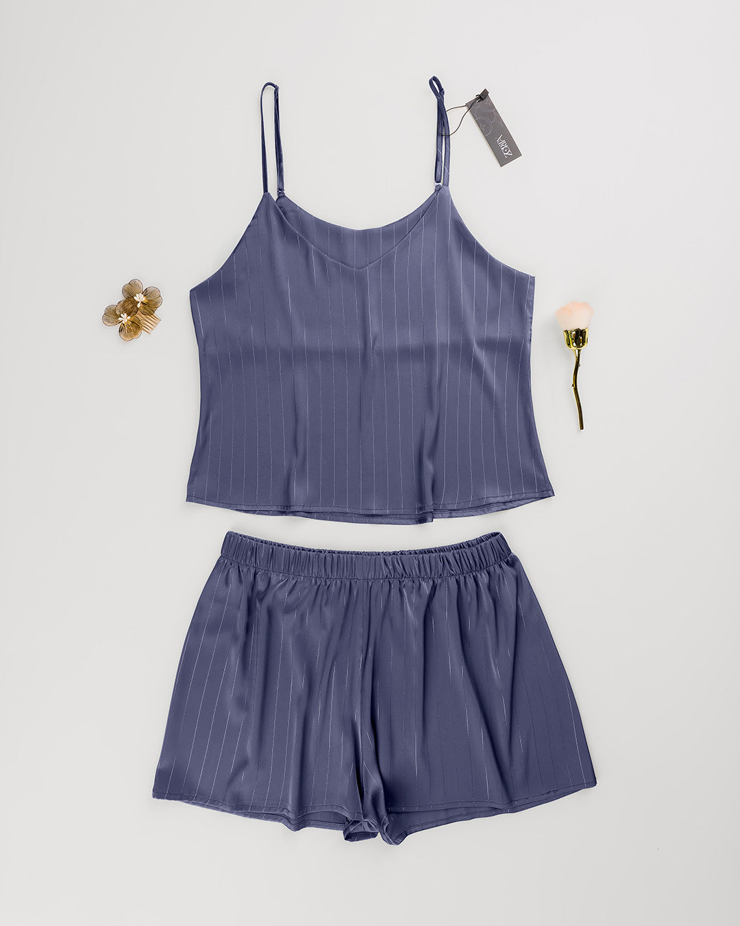 Satin & Lace Pajama Shorts Set 3537-26