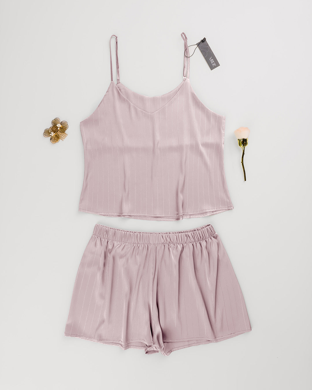 Satin & Lace Pajama Shorts Set 3537-26