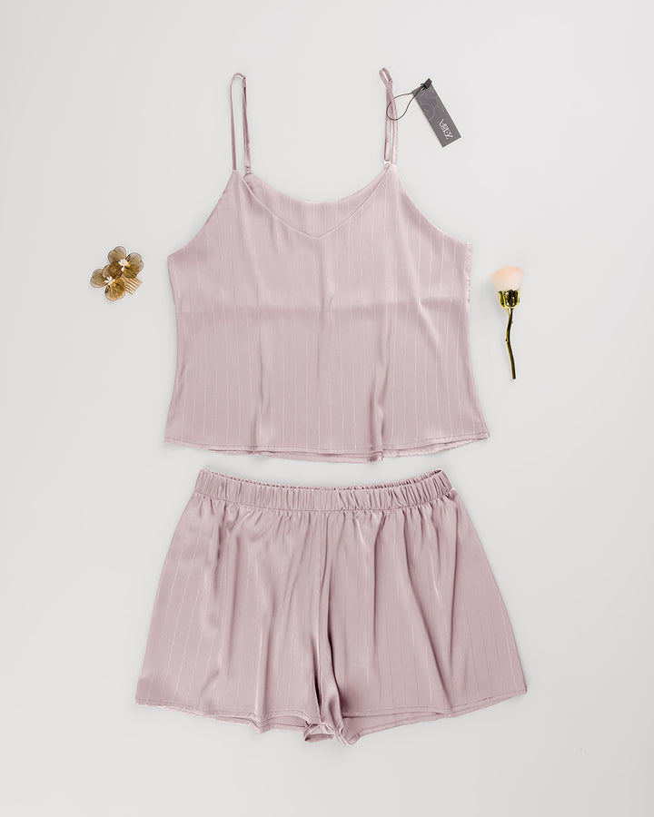 Satin & Lace Pajama Shorts Set 3537-26