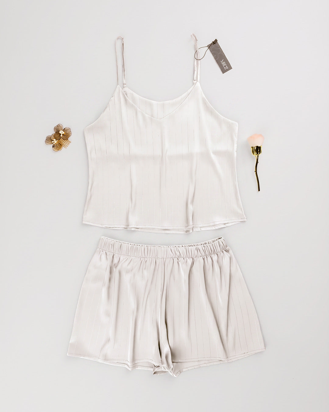 Satin & Lace Pajama Shorts Set 3537-26