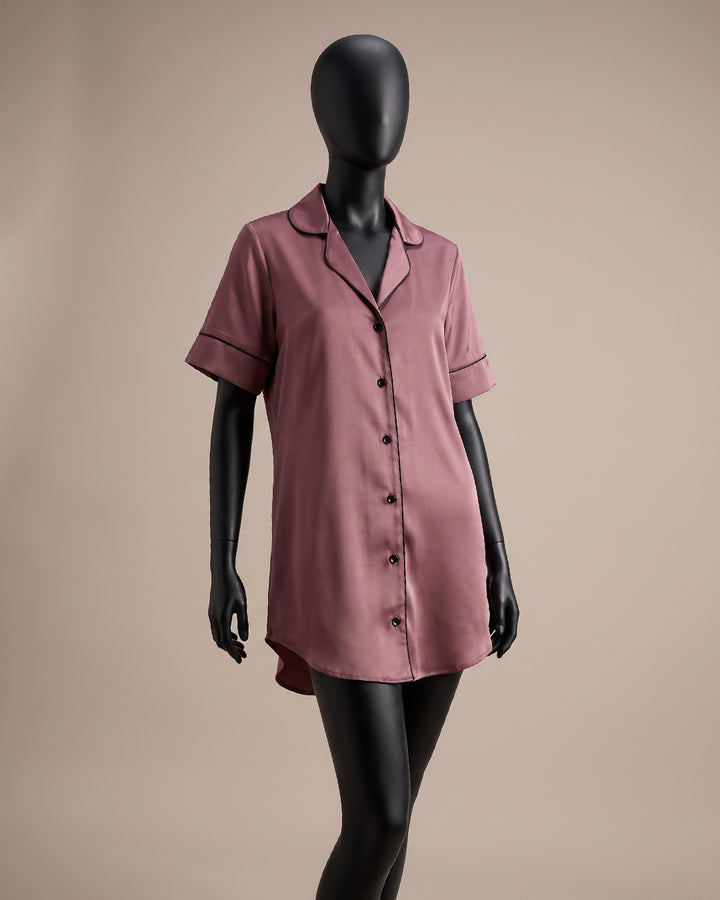 Button-Front Satin Babydoll Shirt 3538-26