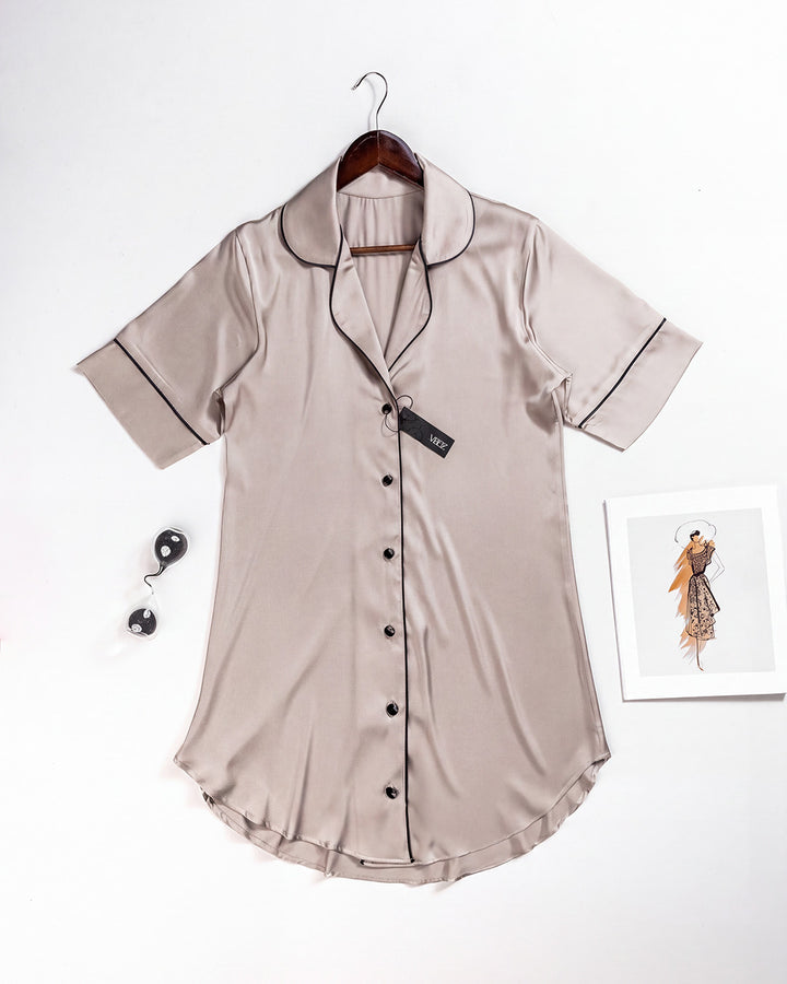 Button-Front Satin Babydoll Shirt 3538-26