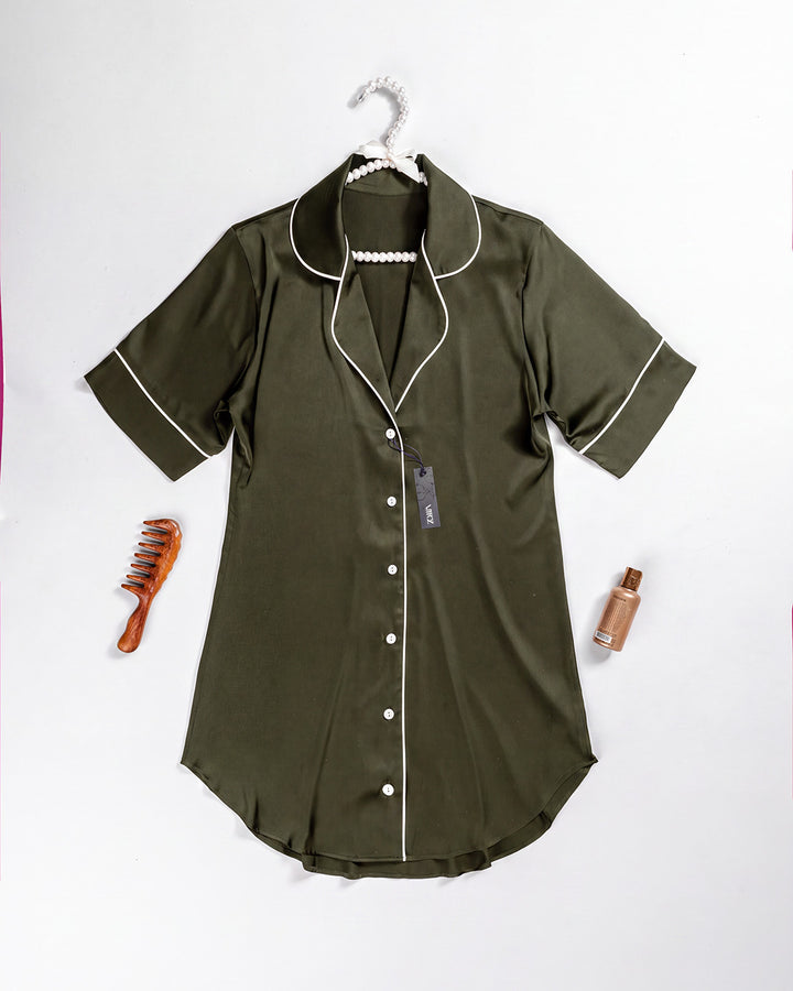 Button-Front Satin Babydoll Shirt 3538-26