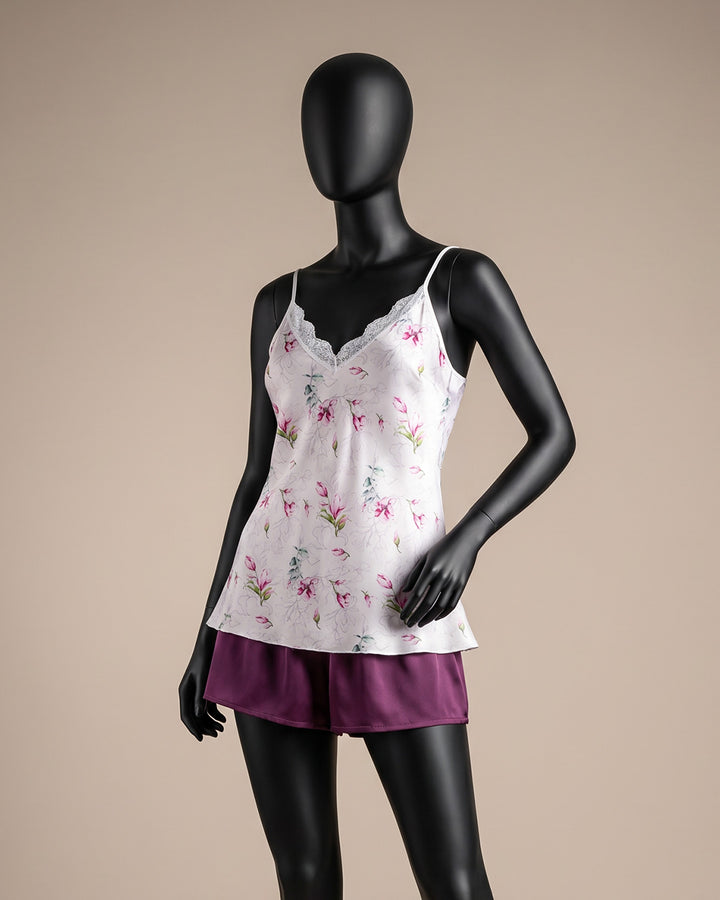 Satin & Lace Pajama Shorts Set 3539-26