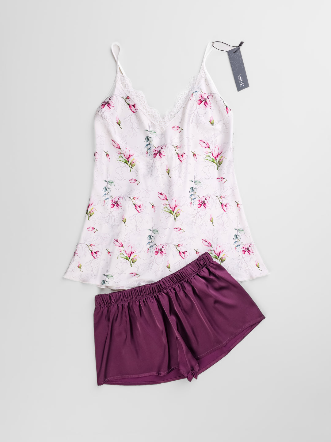 Satin & Lace Pajama Shorts Set 3539-26